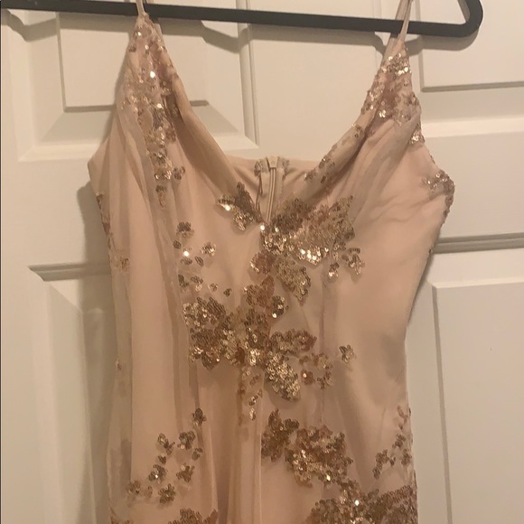 Hello Molly Rose Gold Sequin Sheer Gown With Slit - Picture 5 of 7